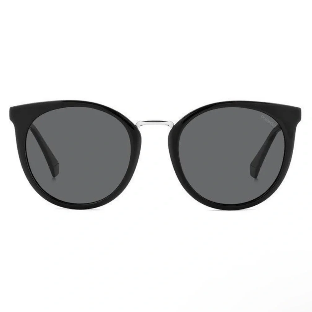 Polaroid Black and Silver Round Cat Eye Sunglasses 4146/S/X 807M9 NIC
